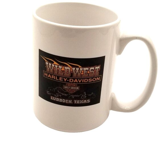 Harley Davidson Coffee Mug Wild West White Lubbock Texas - Picture 1 of 7